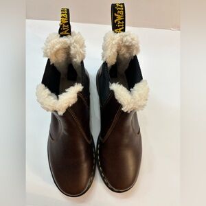 Dr. Martens Women Unisex Brown Faux Fur Lined Chelsea Boots Ladies 11/Mens 10